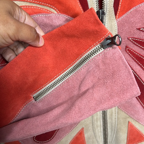 Free People Cow Suede Stars are Psychedelic Jacket  Large X-Large Boho - Picture 5 of 12